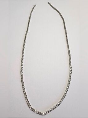 Sterling Silver Curb Chain Necklace 18” No Clasp Layering Chain Unmarked